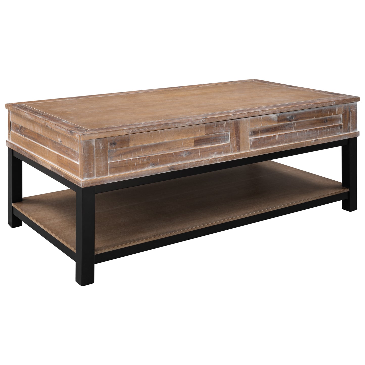 Elegant Lift Top Coffee Table with Storage Shelf - Brown Acacia Blend