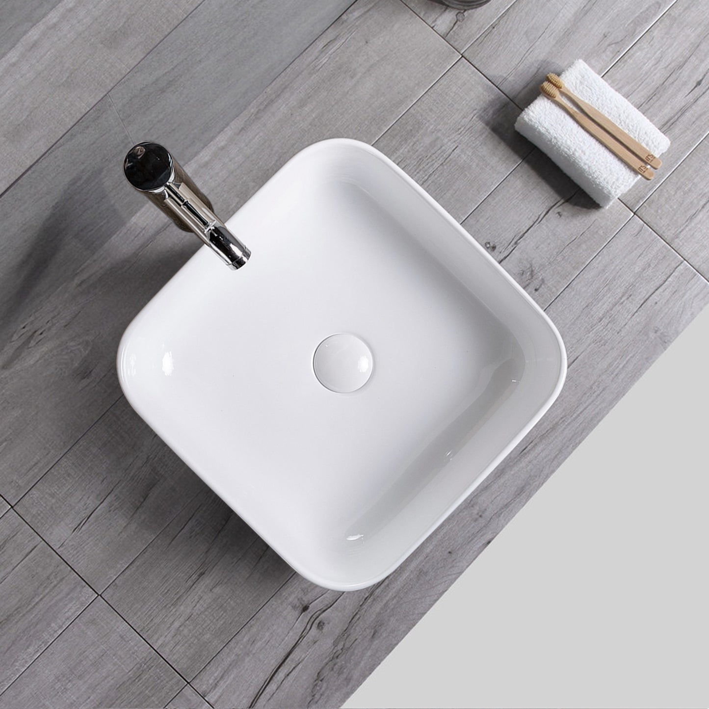 Vessel  Bathroom Sink Basin in White Ceramic