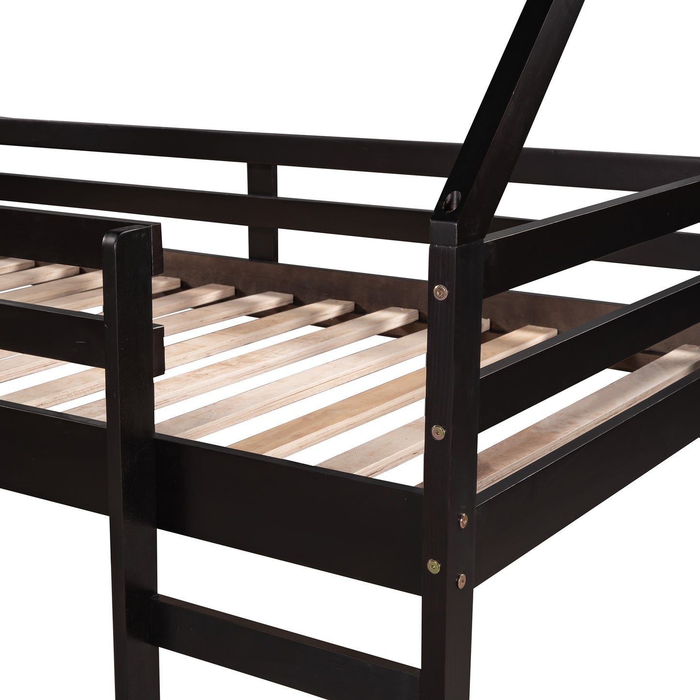 Twin Size Loft Bed with Slide, House Bed with Slide,Espresso( :WF281158AAP)