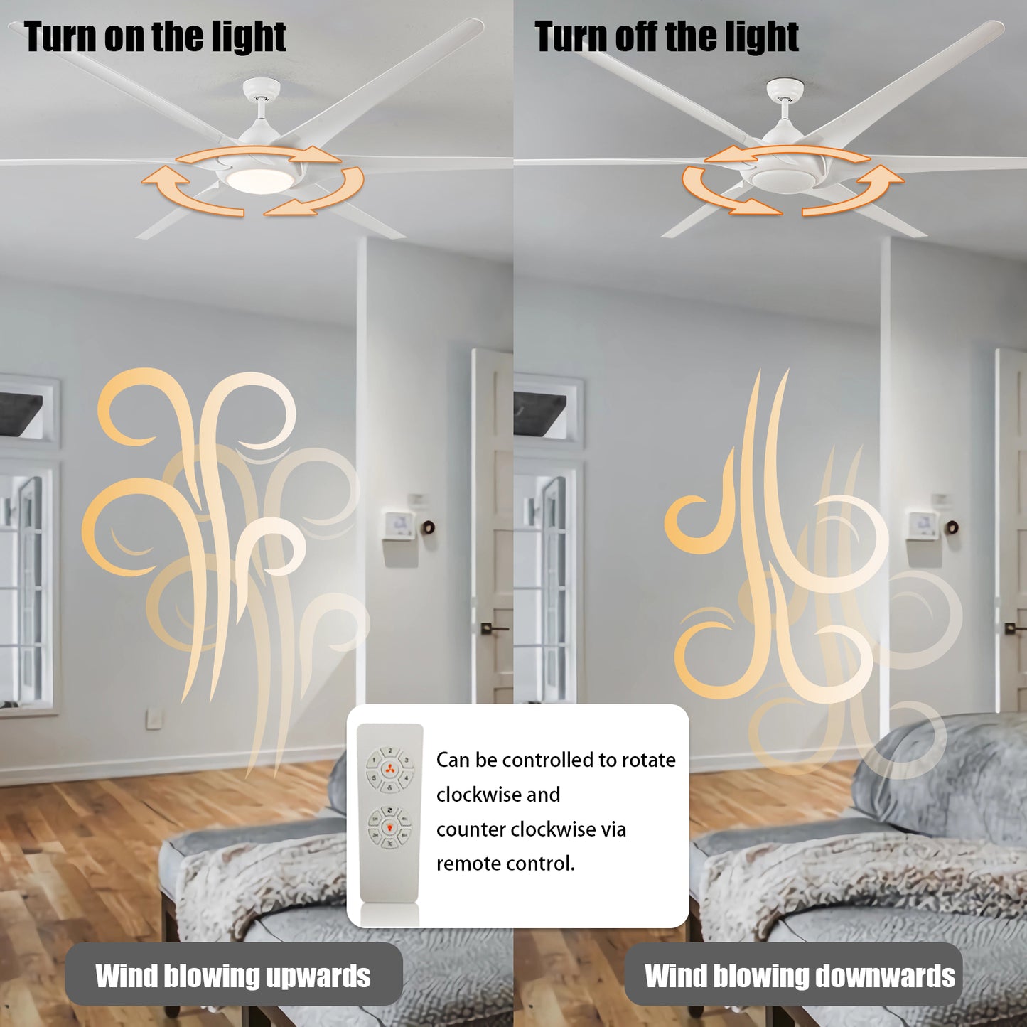 Ceiling Fan with Lights and Remote Control - 100 Diameter