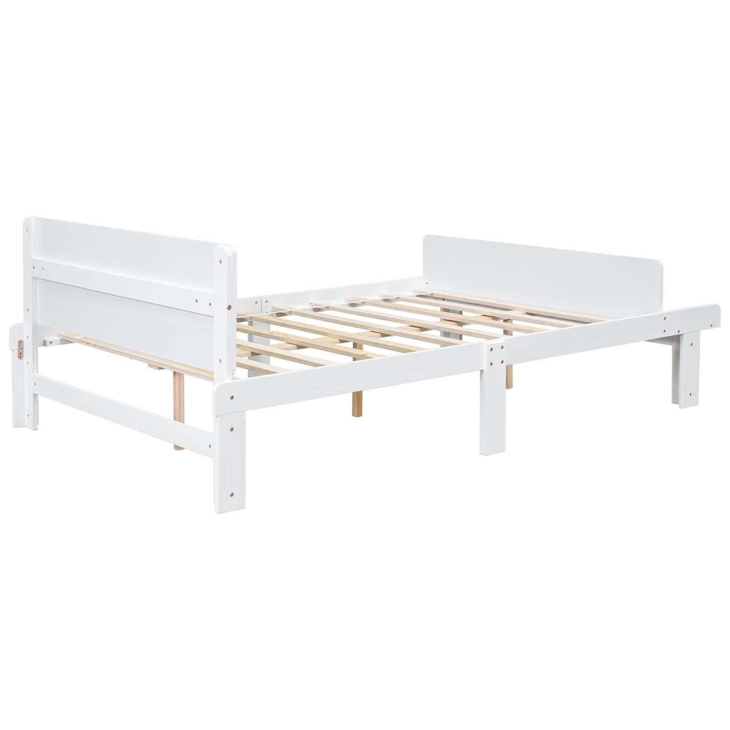 Full Bed with Footboard Bench,White