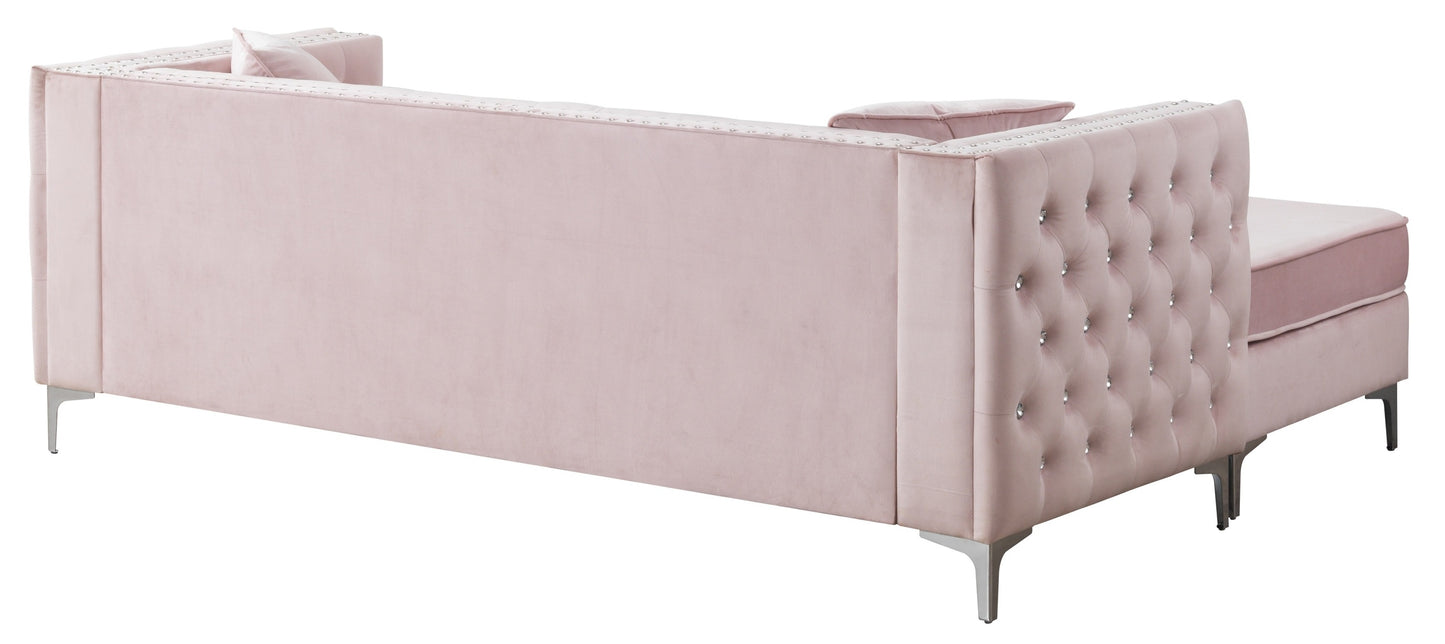 Luxurious Pink Velvet Sofa Chaise with Glamorous Design by Glory Furniture