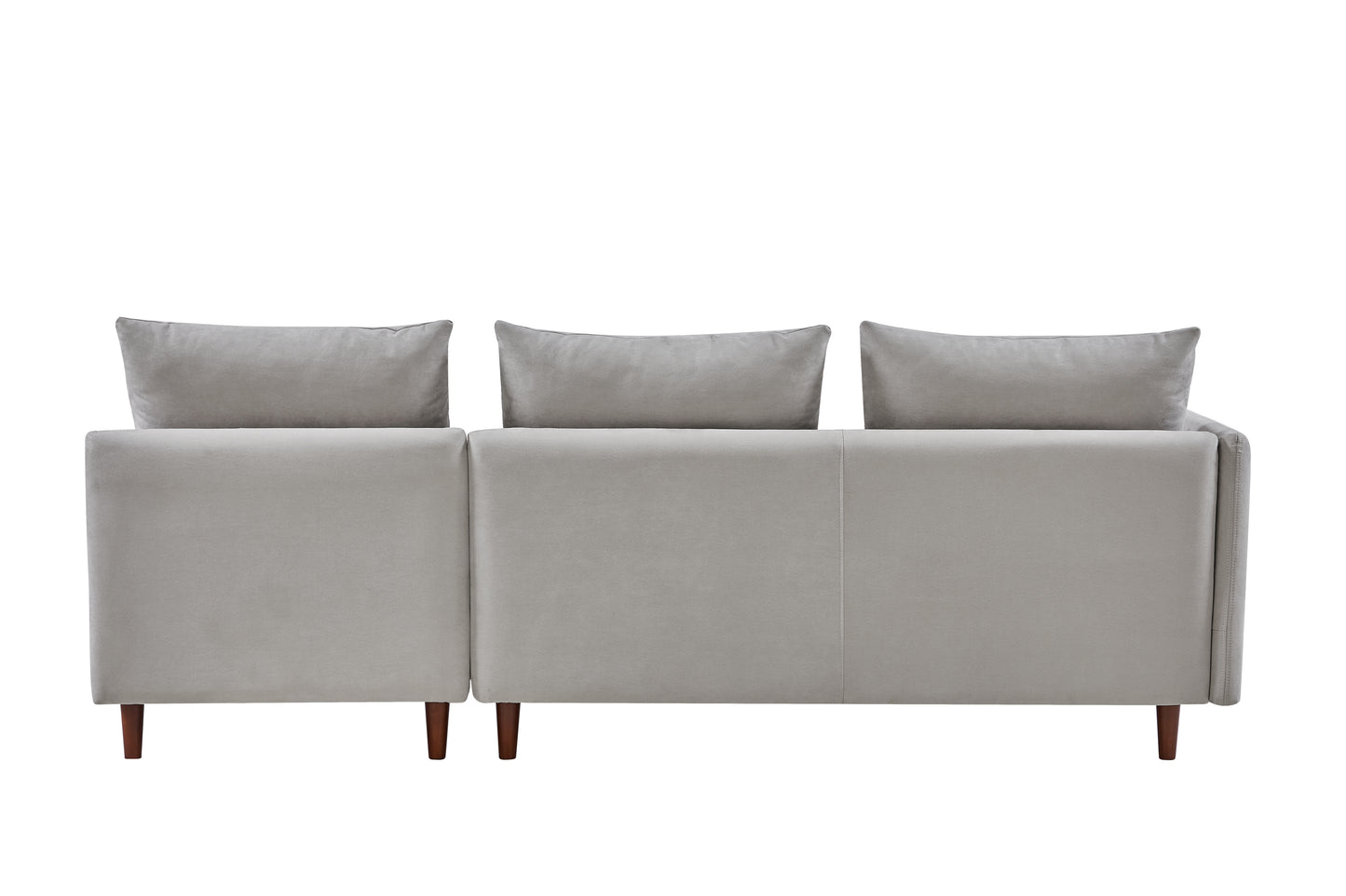 Luxurious Gray Sofa Chaise Longue with Thick Water Ripple Suede