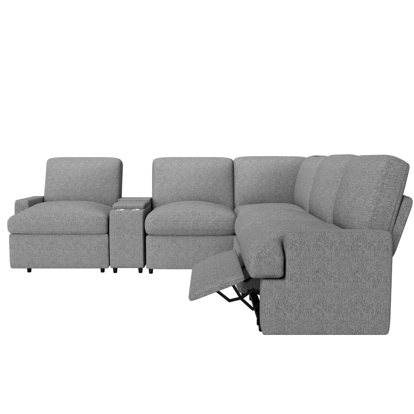 104'' Grey Home Theater Reclining Sofa with USB Ports
