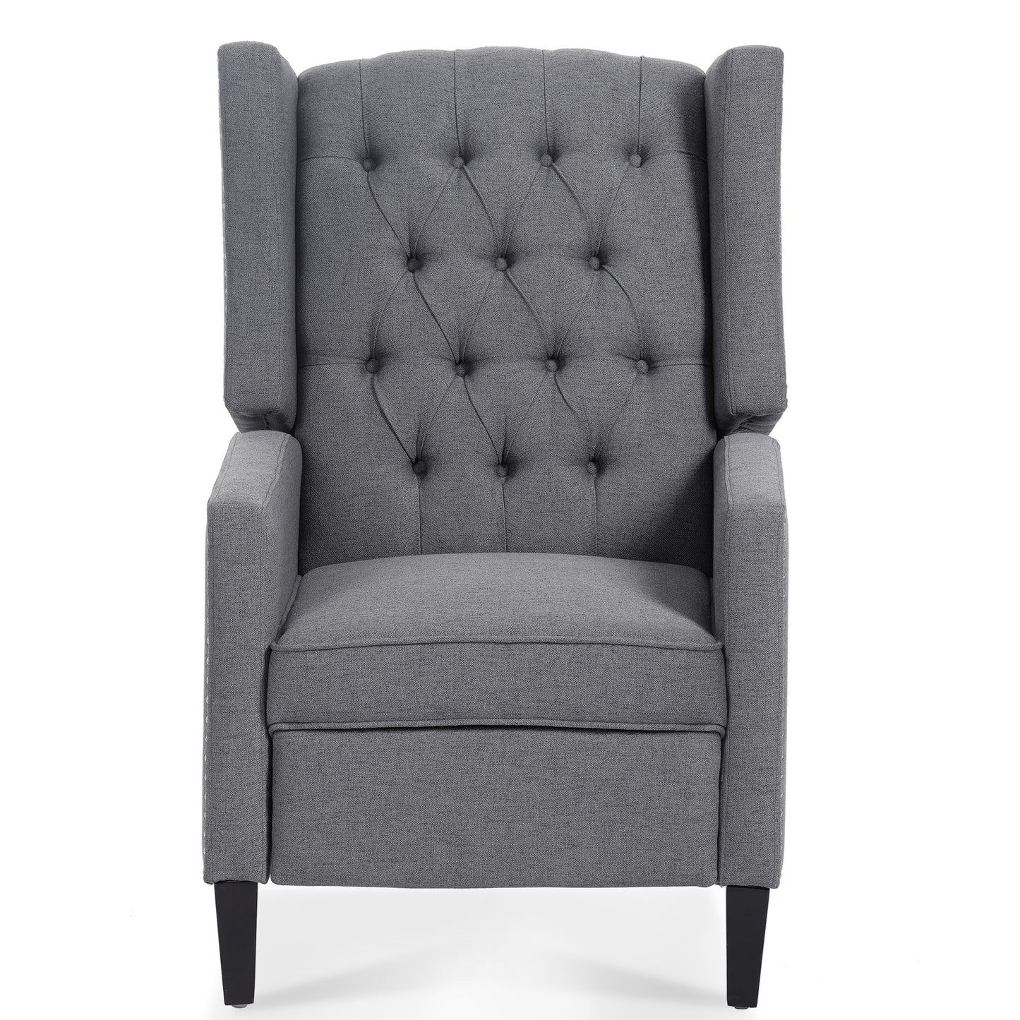 27.16 Inch Grey Fabric Wing Chair Recliner with Adjustable Backrest