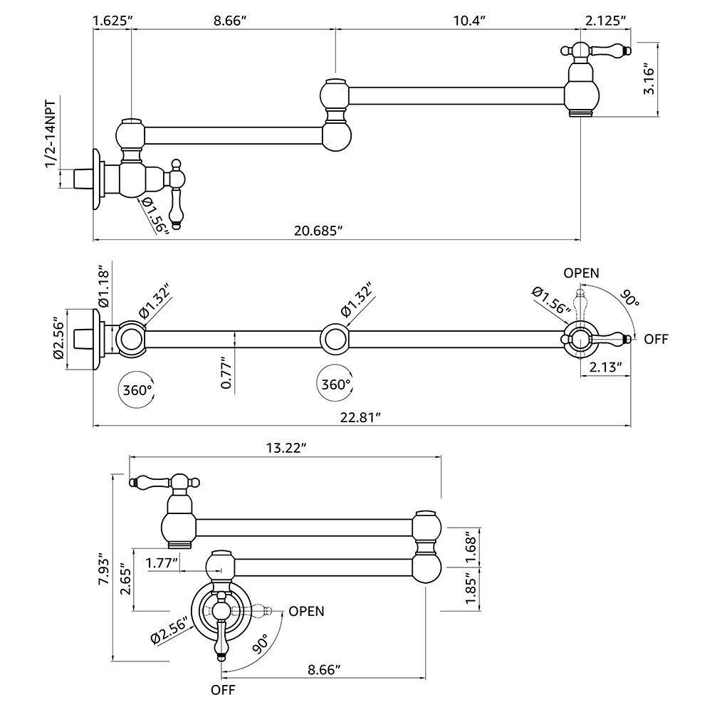 Pot Filler Faucet Wall Mount