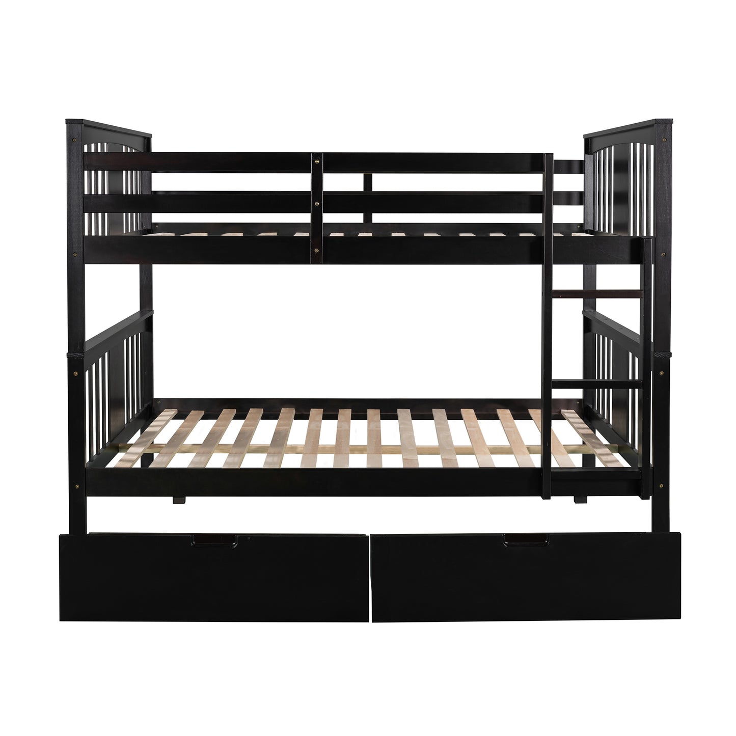 Espresso Finish Full over Full Bunk Bed with Drawers and Ladder for Bedroom Decor