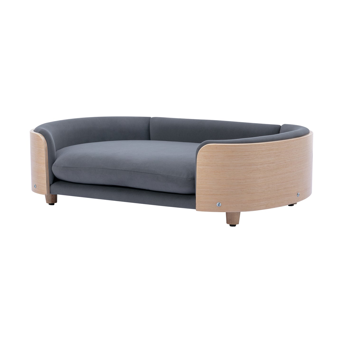 Scandinavian style Elevated Dog Bed Pet Sofa With Solid Wood legs and Bent Wood Back, Velvet Cushion,Large Size