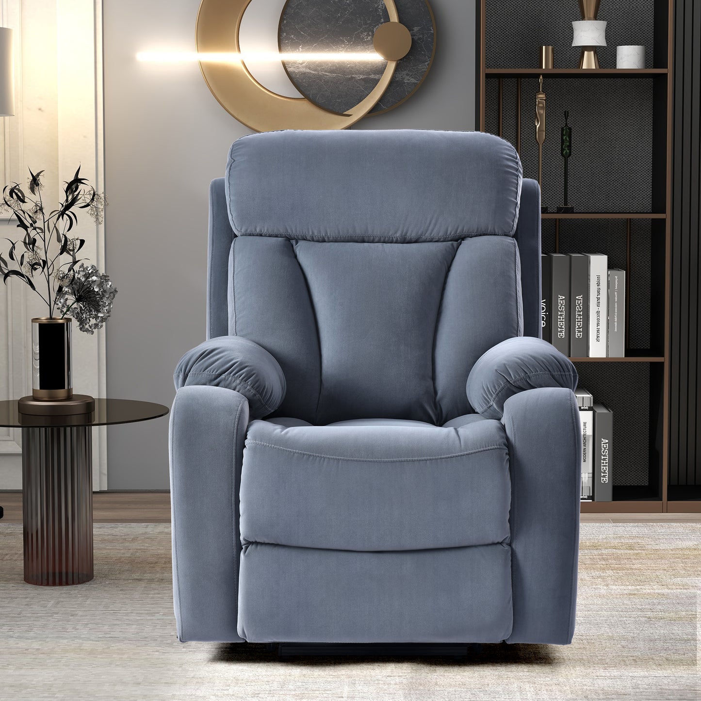 Comfort Plus Power Lift Chair Recliner with Adjustable Remote Control - Light Blue Australia Cashmere Fabric