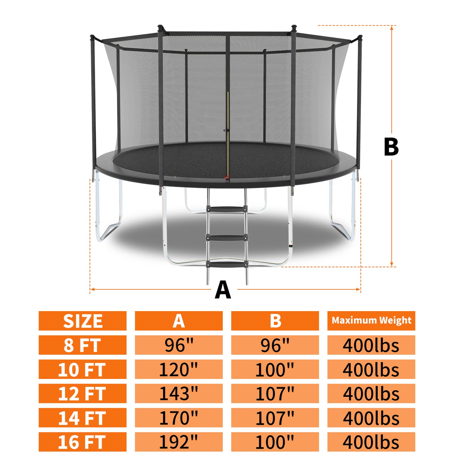 Family Trampoline 14FT Outer Perimeter Safety Protection High Bearing Strength Material Solid