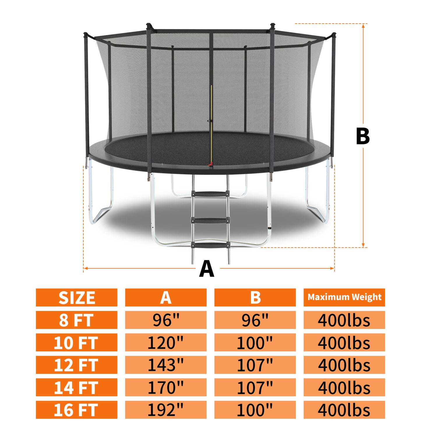 10FT Trampoline with Safety Enclosure Net, Outdoor Trampoline with Heavy Duty Jumping Mat and Spring Cover Padding for Kids and Adults