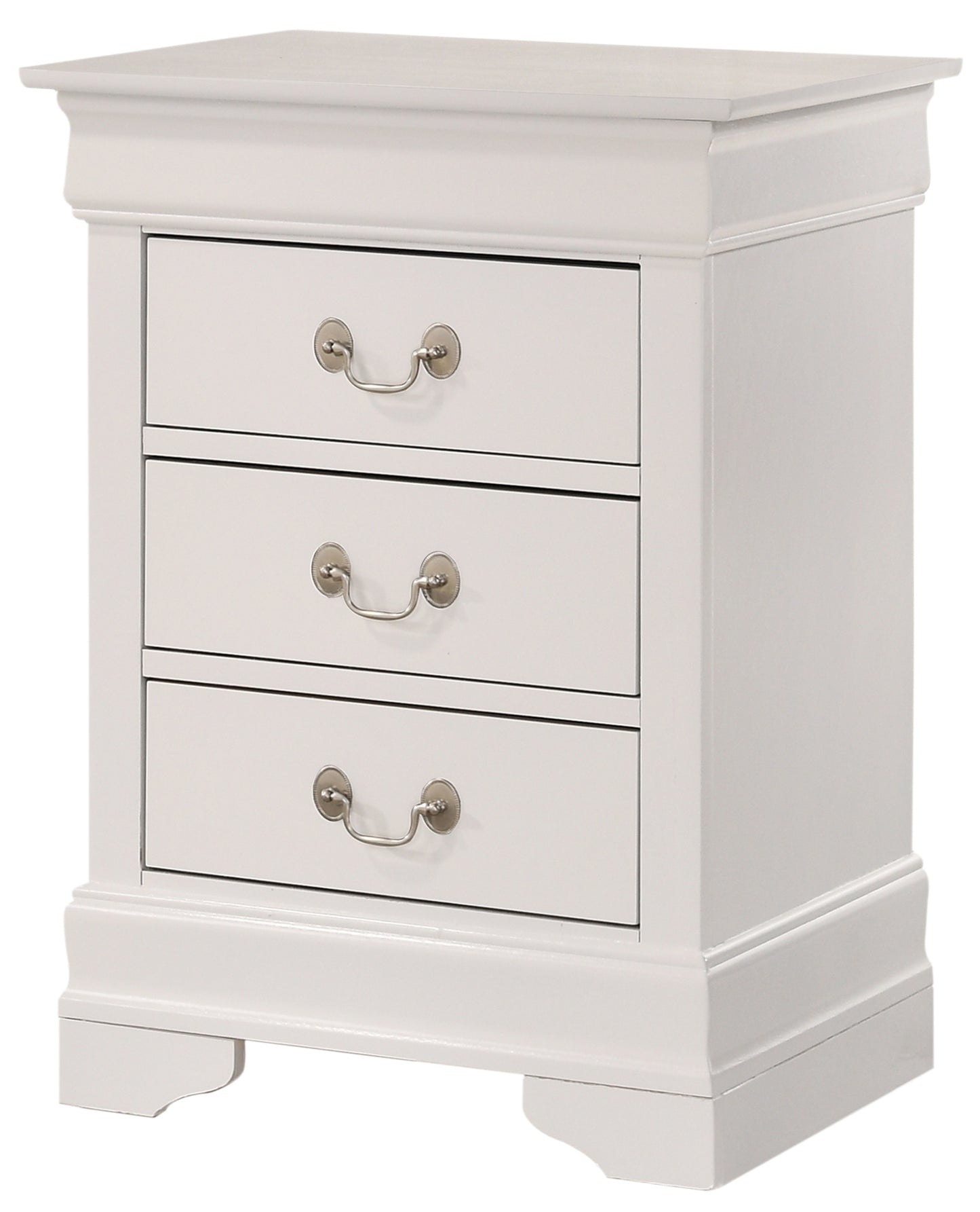 Louis Phillipe G3190-3N 3 Drawer Nightstand , White