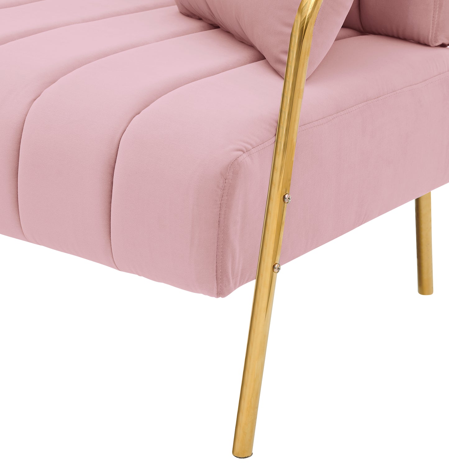 [New Design] Modern and comfortable pink Australian cashmere fabric sofa, comfortable loveseat with two throw pillows