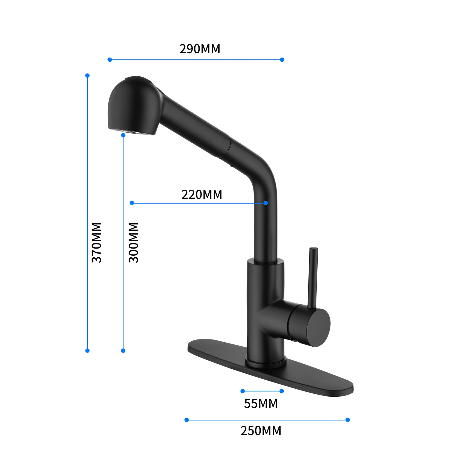 Matte Black Kitchen Faucets with Pull Down Sprayer, Single Handle Kitchen Sink Faucet with Pull Out Sprayer