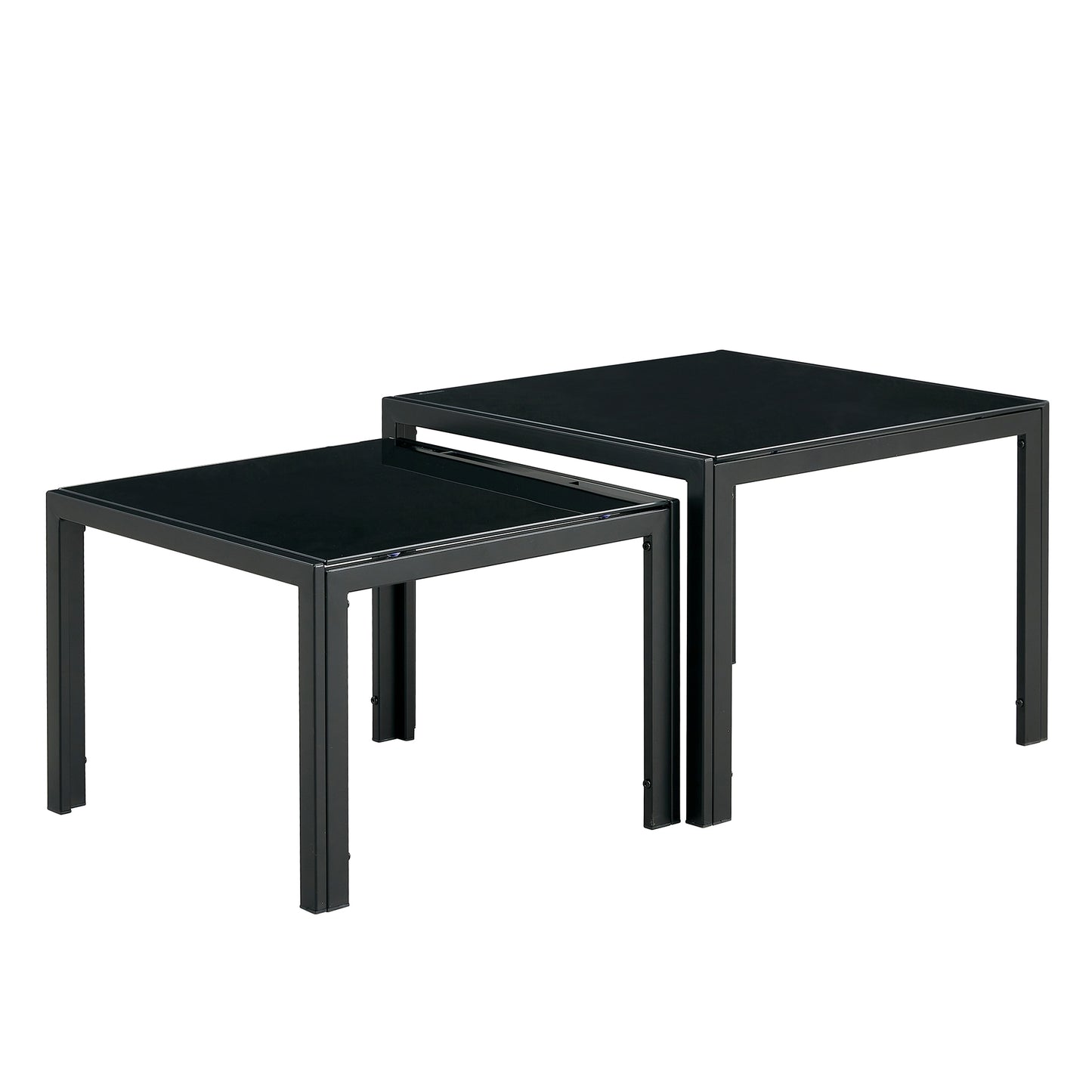 Black Nesting Coffee Table Set with Tempered Glass Finish for Modern Living Rooms