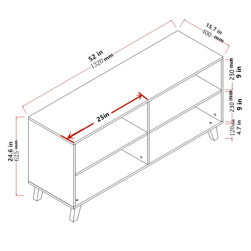 52 Inch White TV Console Stand