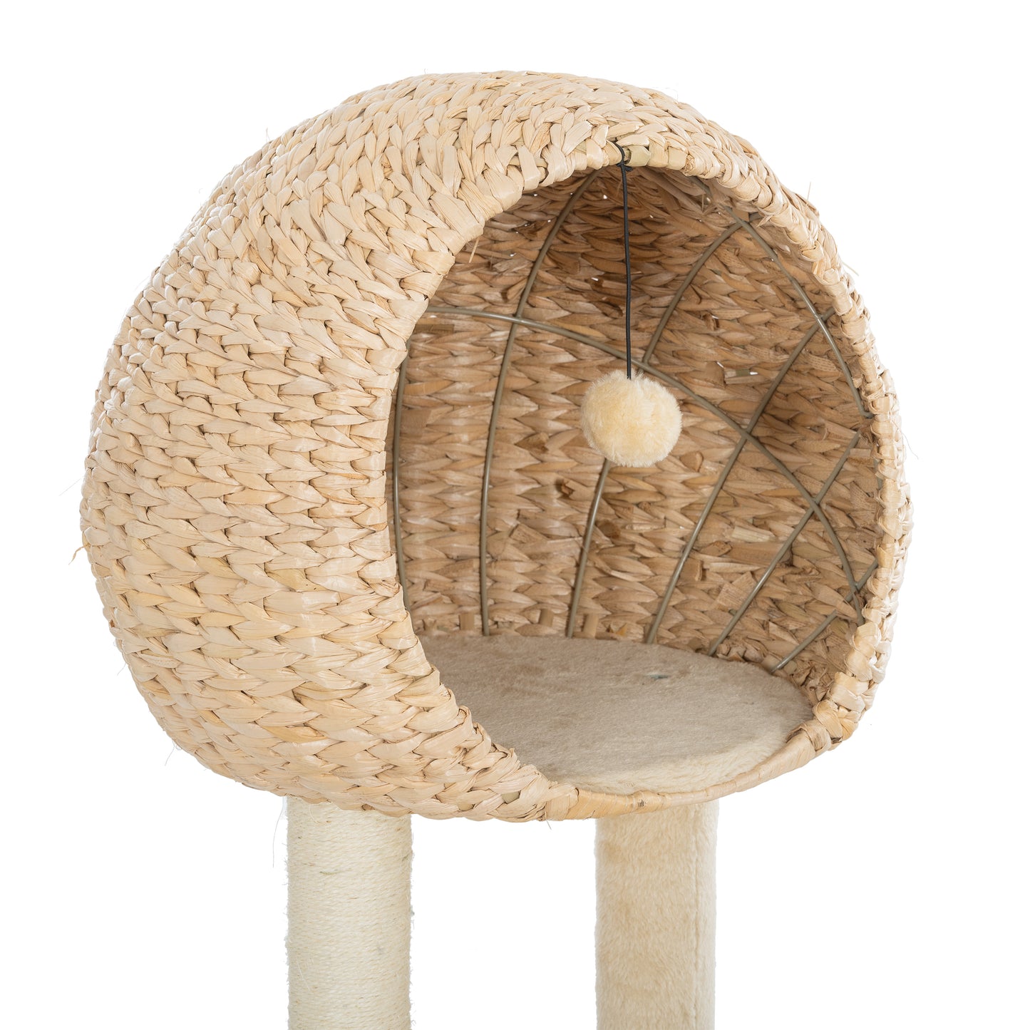 Cat Tree, 59-Inch Cat Tower for Indoor Cats, Plush Multi-Level Cat Condo with 2 Perches, 2 Caves, Cozy Basket and Scratching Board, Beige