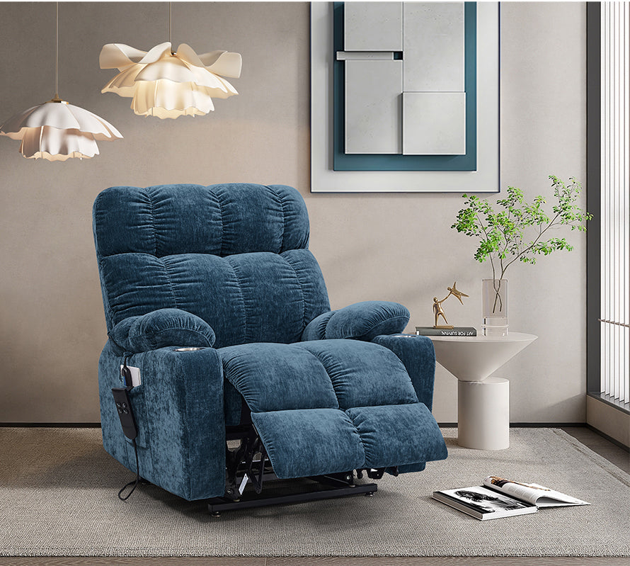 Electric Power Lift Recliner Chair with Dual OKIN Motors, Heat Massage, and Adjustable Positions