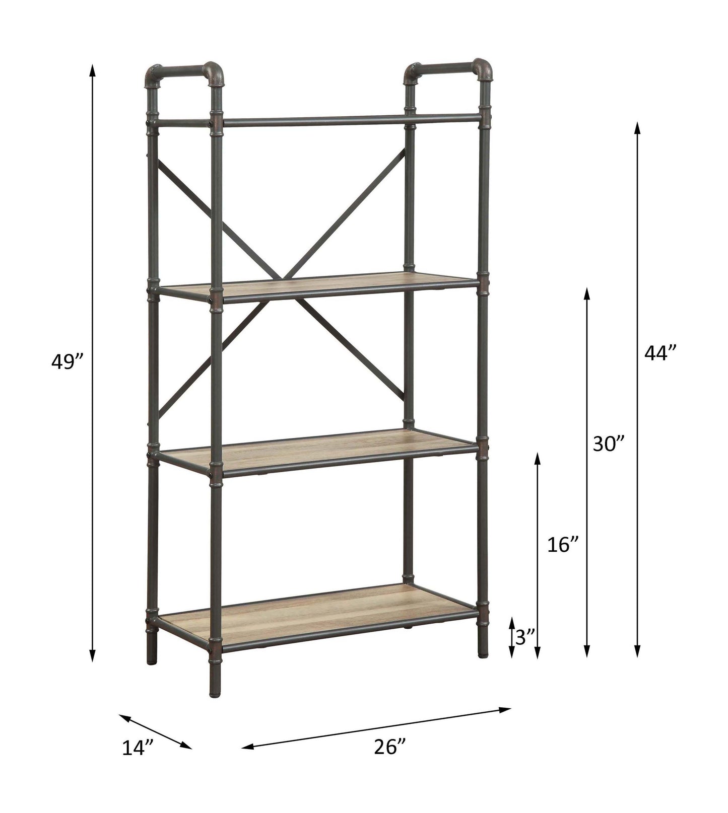 Itzel Bookshelf in Antique Oak & Sandy Gray 97163