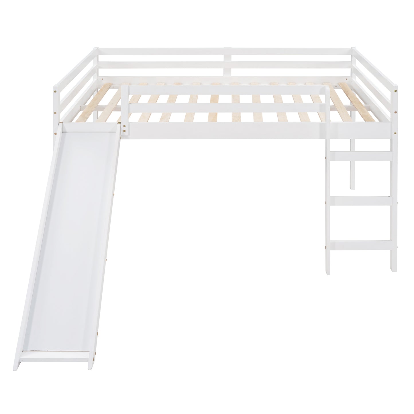 Loft Bed with Slide, Multifunctional Design, Full (White)( :WF281157AAK)