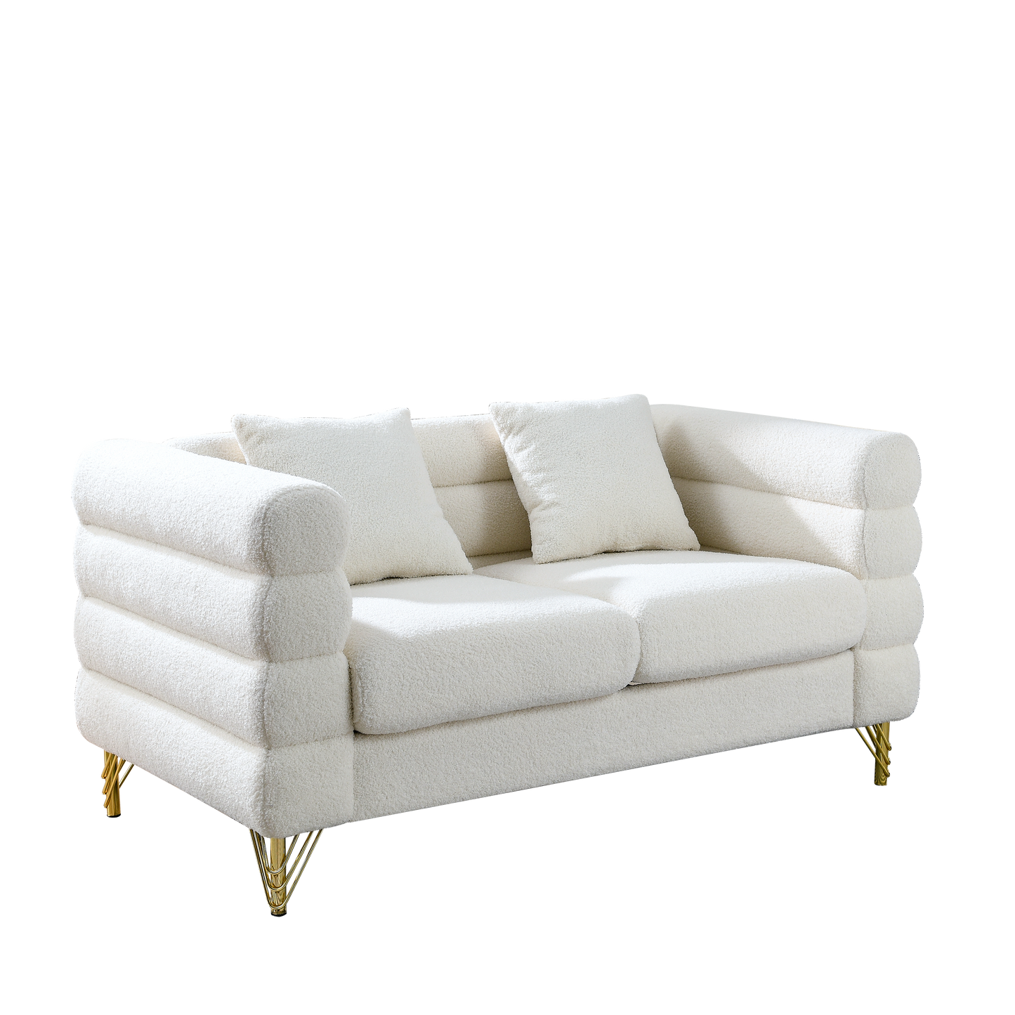 Oversized 2 Seater Sectional Sofa with Lumbar Pillows and Streamline Modern Design