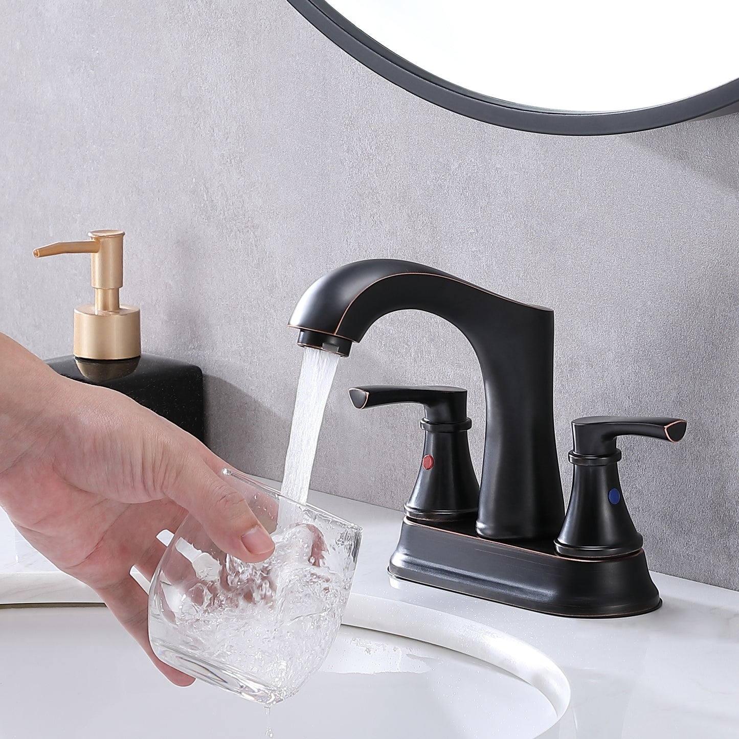 Elegant Oil Rubbed Bronze Bathroom Sink Faucet with Dual Handles and Vintage Design