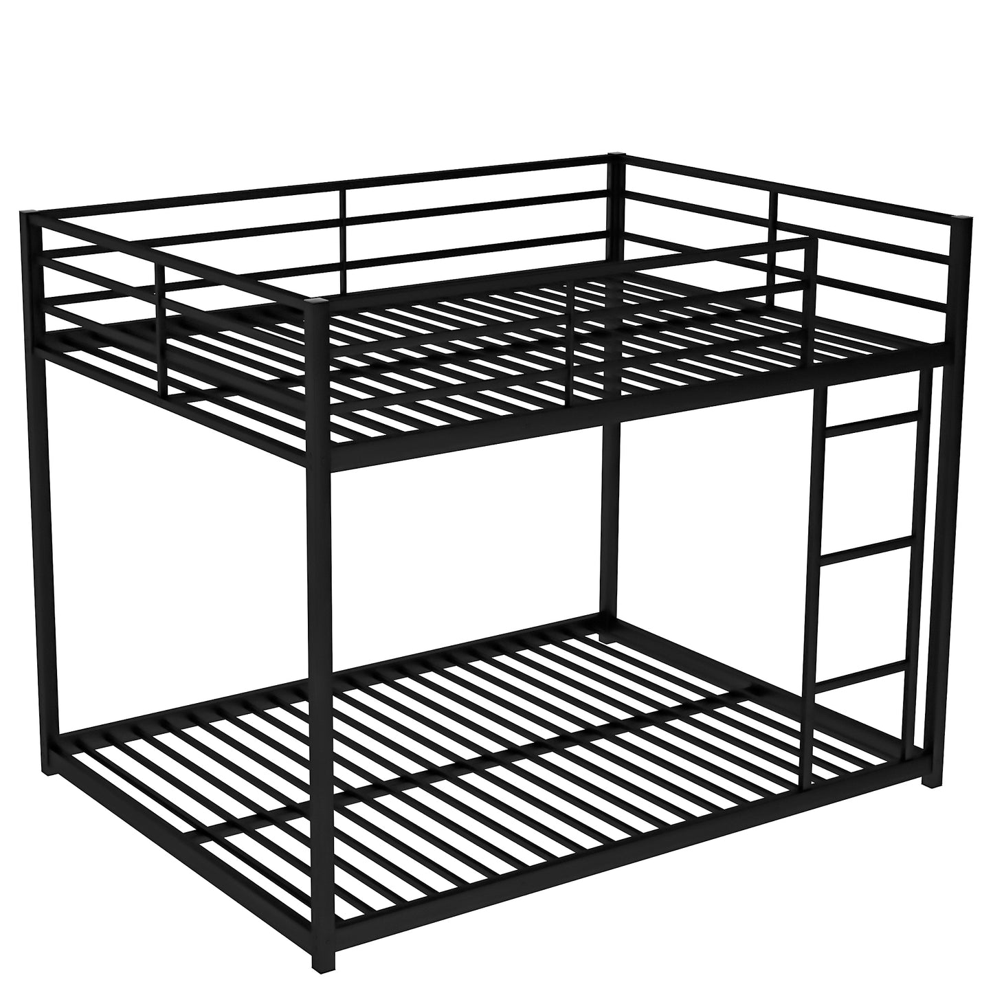 Modern Black Metal Bunk Bed with Full over Full Design