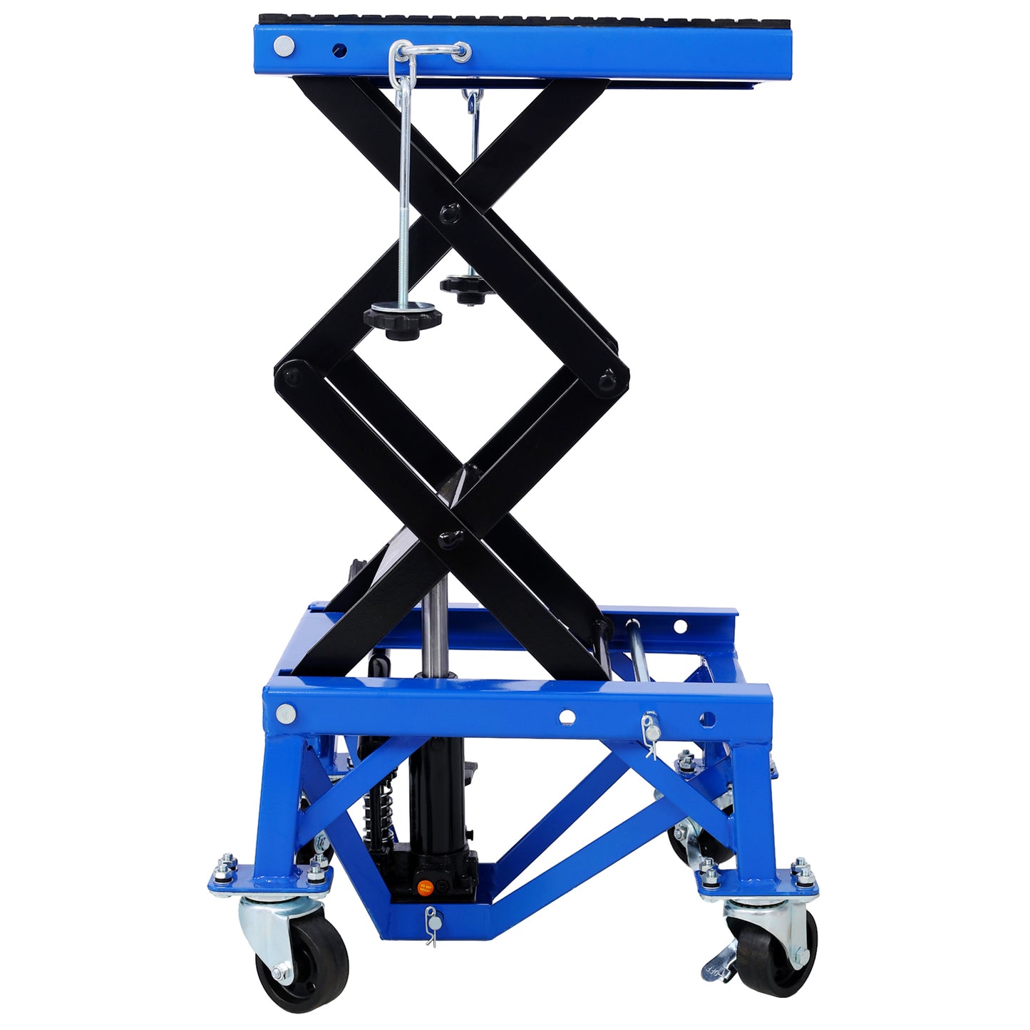 300 lbs Hydraulic Motorcycle Scissor Jack Lift Foot Step Wheels for Small Dirt Bikes,blue color