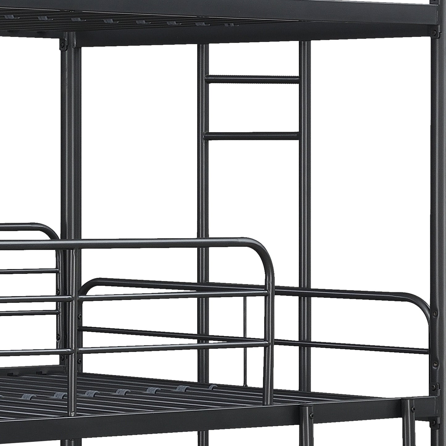 Children's Triple Bunk Bed - Sleek Black Metal Frame with Triple Twin Sleeping Areas