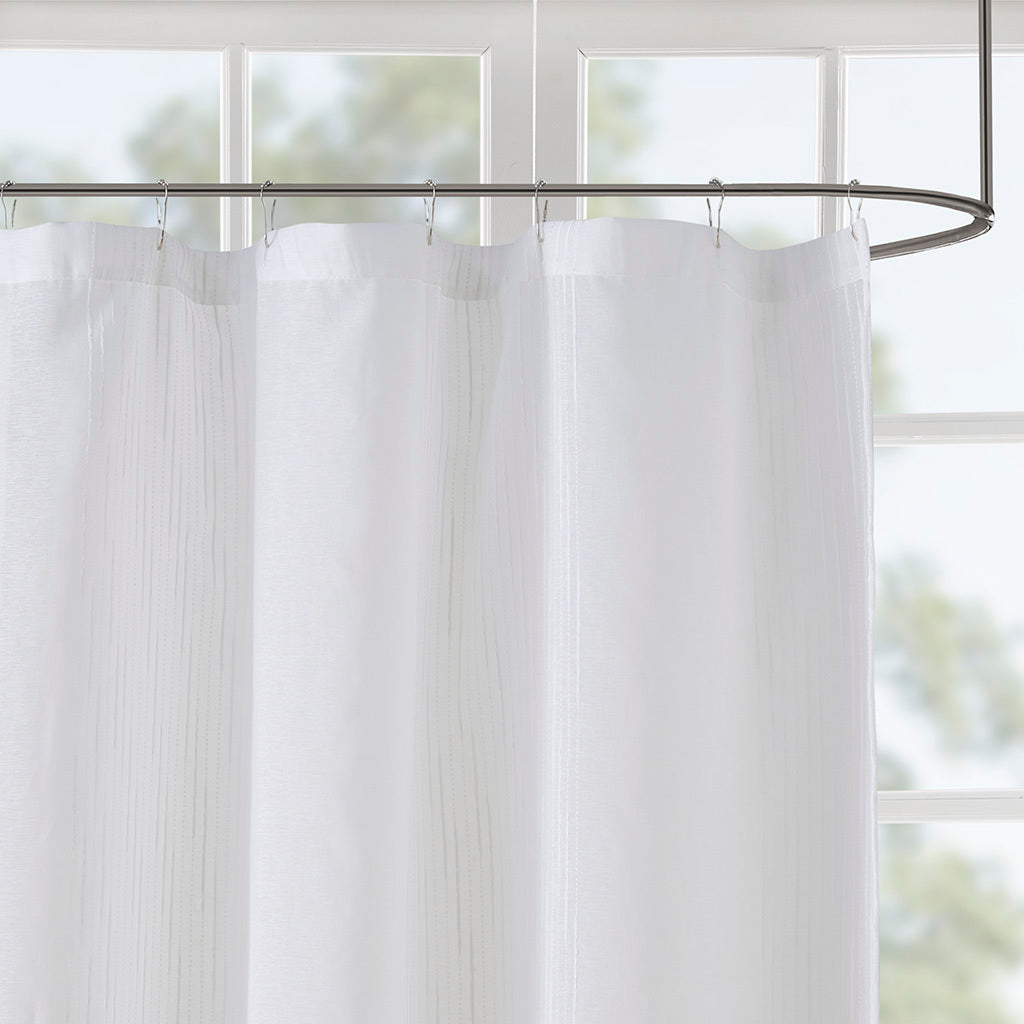 Sheer Stripe Fabric Shower Curtain