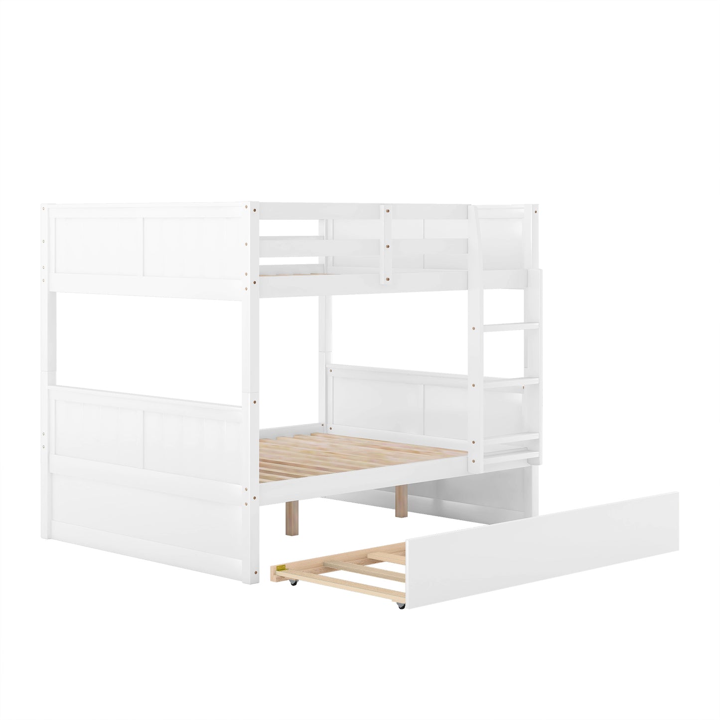 White Full Bunk Bed Set with Twin Trundle for a Family Sleepover Solution