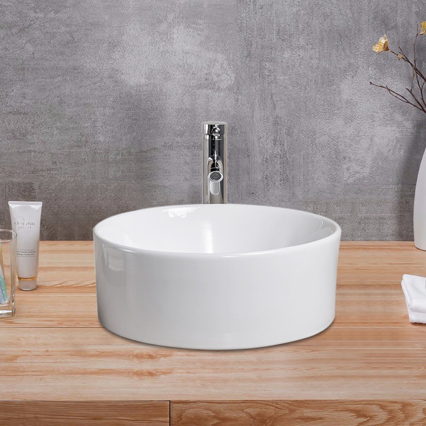 Vessel  Bathroom Sink Basin in White Ceramic