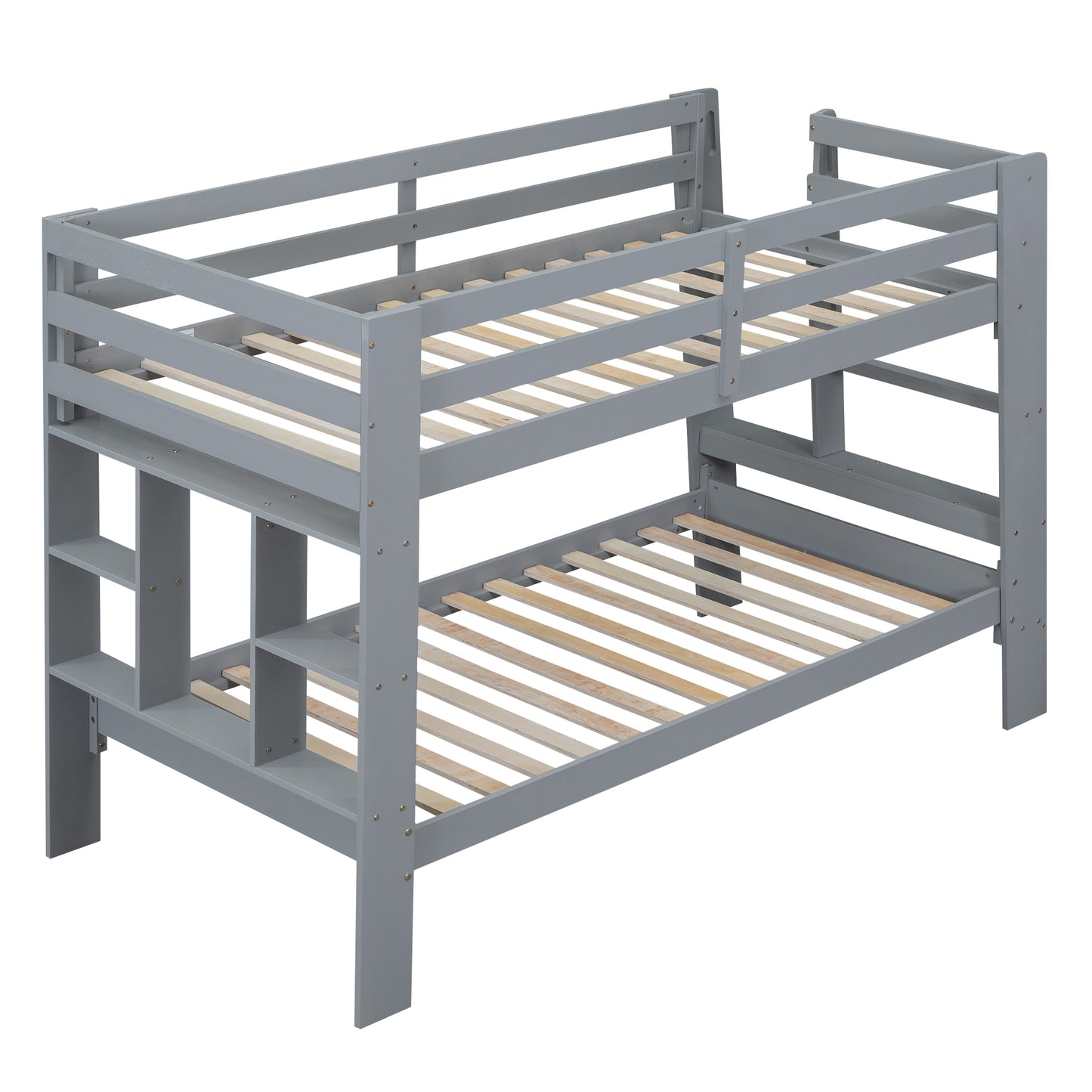 Gray Twin Bunk Bed with Sleek Design and Ample Storage