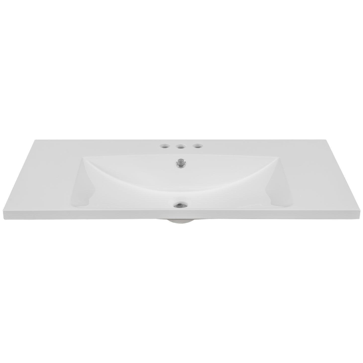 36" Single Bathroom Vanity Top with White Basin, 3-Faucet Holes, Ceramic, White