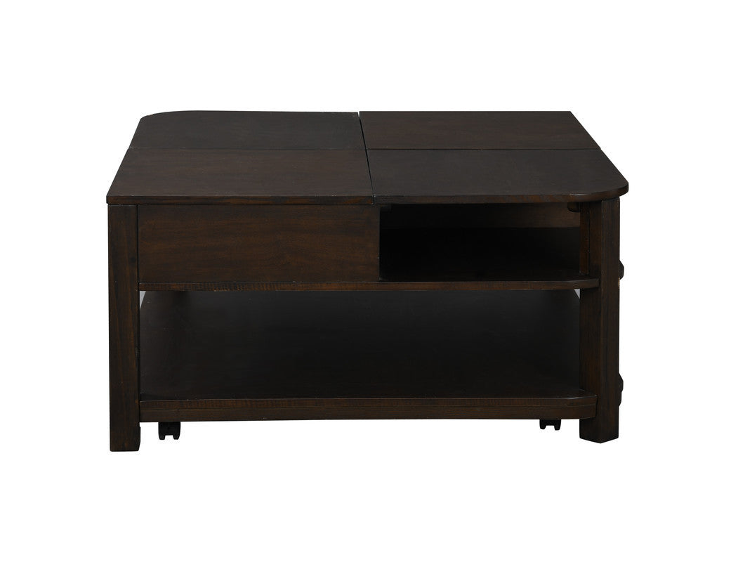 Flora 2 Piece Sleek Dark Brown MDF Lift Top Coffee and End Table Set