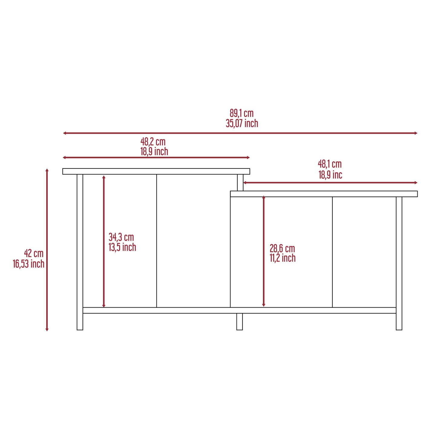 Wema 3 Espresso Coffee Table with Lower Shelf