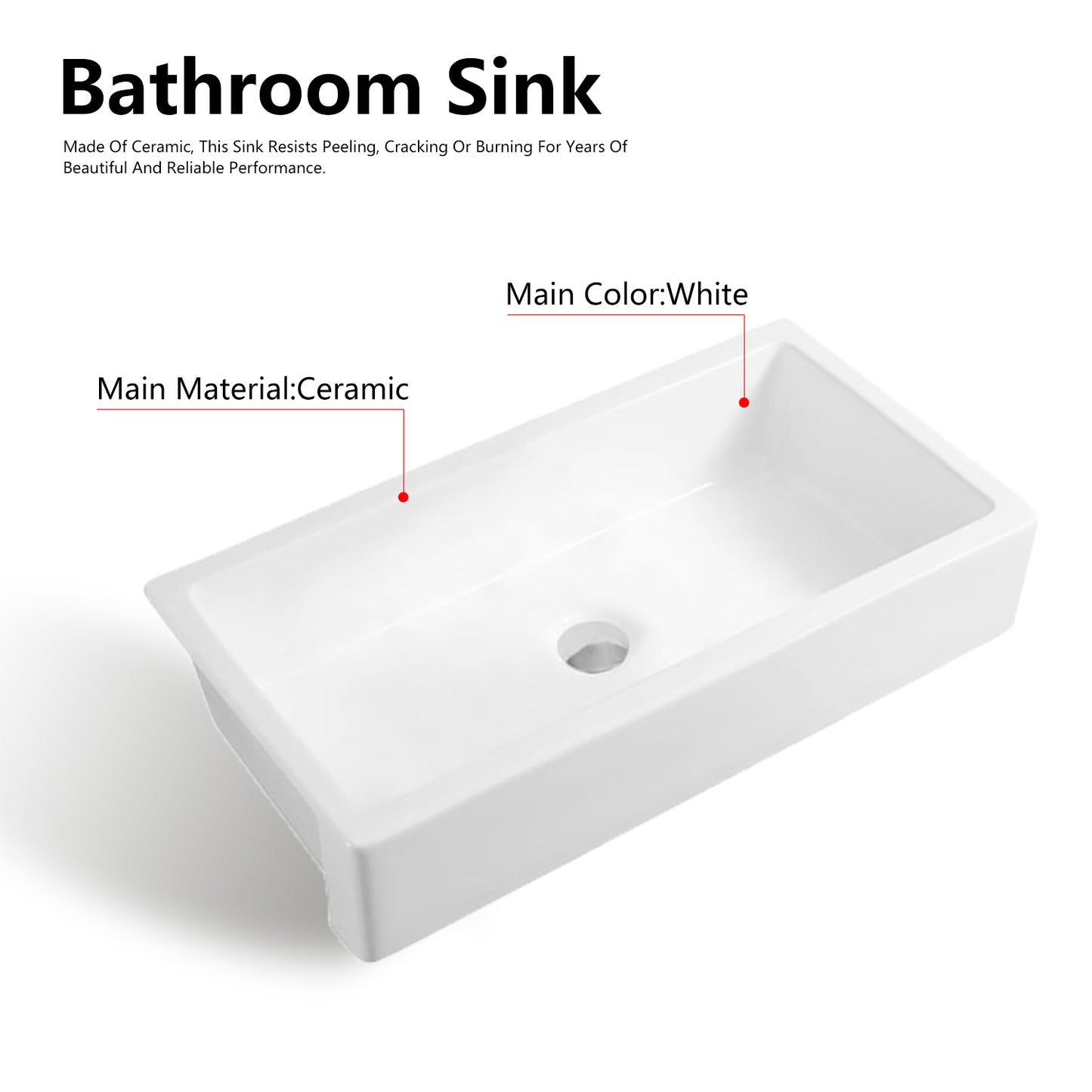 37 Inch White Ceramic Farmhouse Kitchen Sink