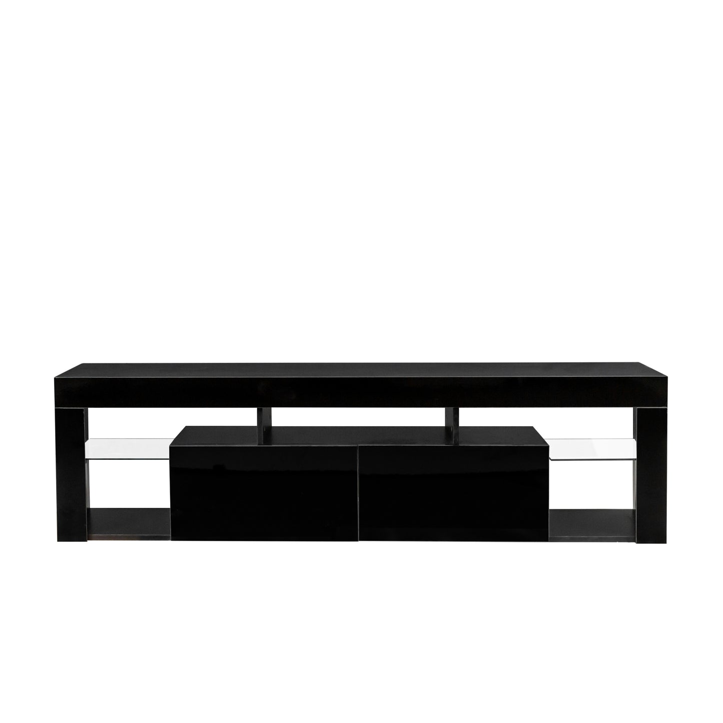 LED Wall Mounted TV Stand with Storage and Remote Control - Black