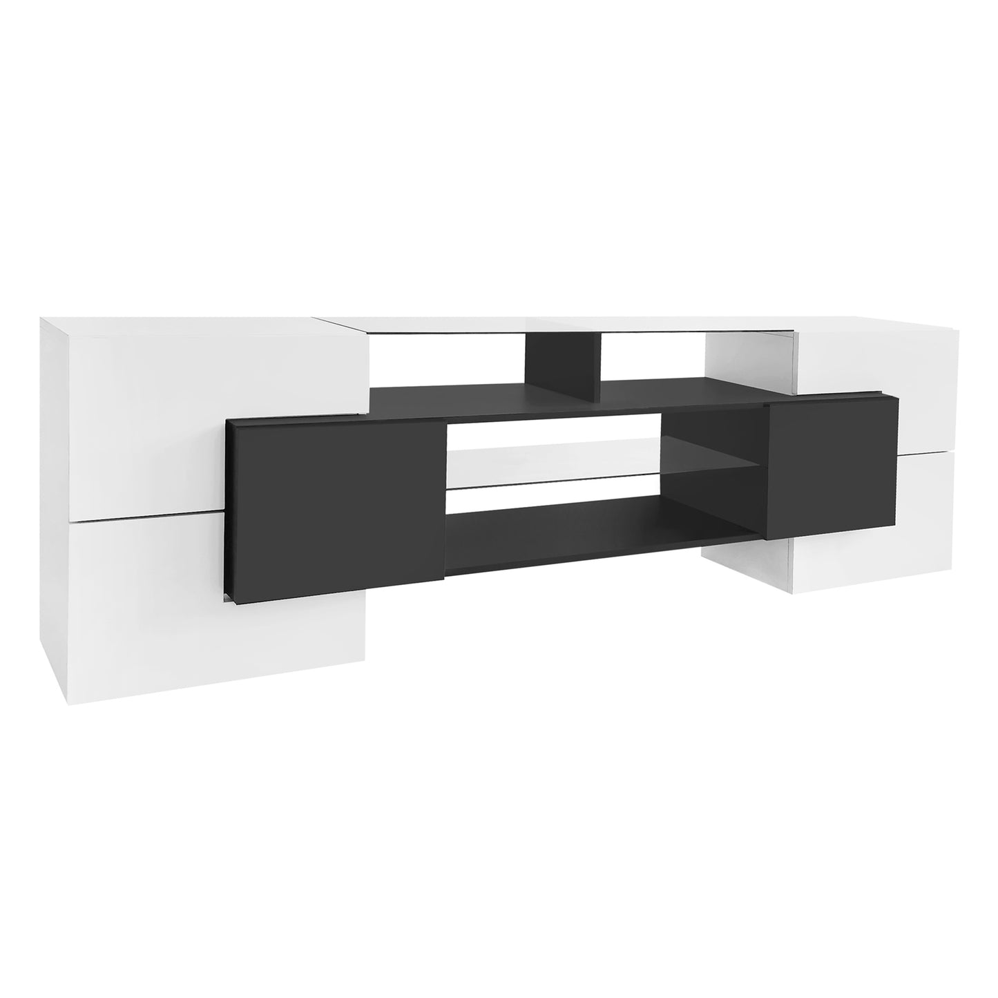 Innovative LED Glass TV Stand with High Gloss Finish and Versatile Storage Options