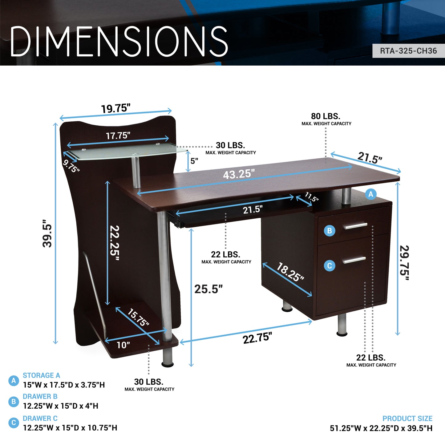 Sophisticated Chocolate Computer Desk with Enhanced Storage Options