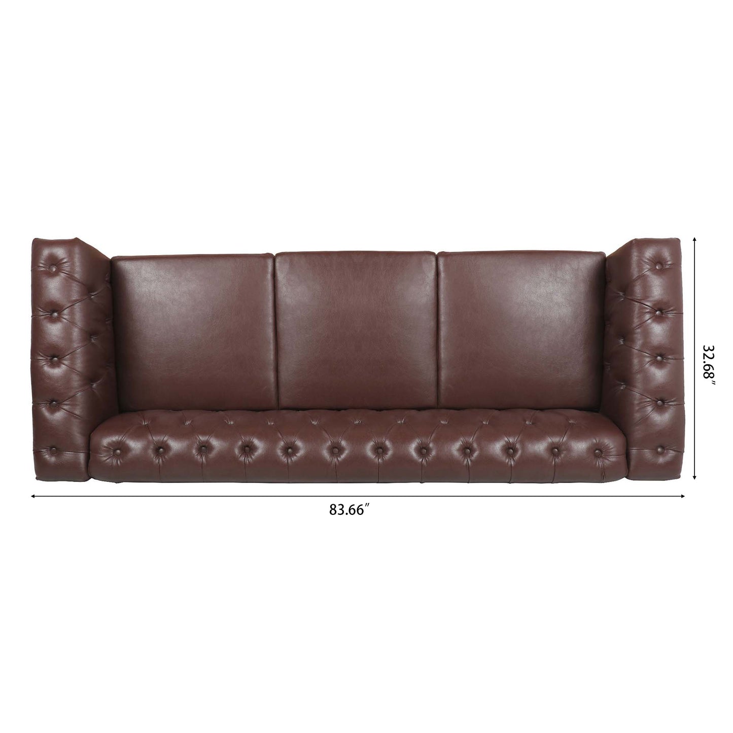 83.66 Traditional Square Arm 3-Seater Sofa with Removable Cushion for Comfort and Style