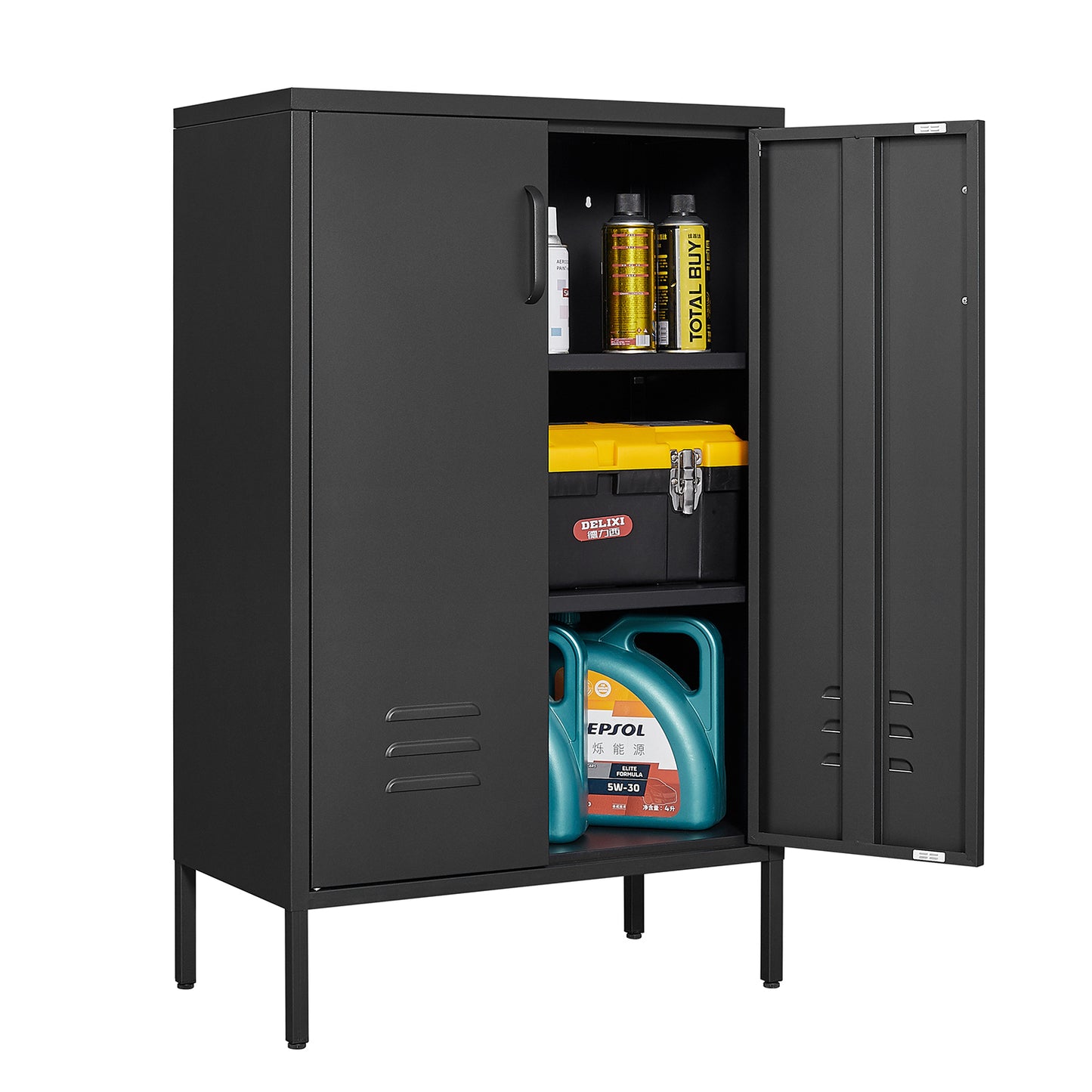 Versatile 2 Door Storage Cabinet with Movable Partitions