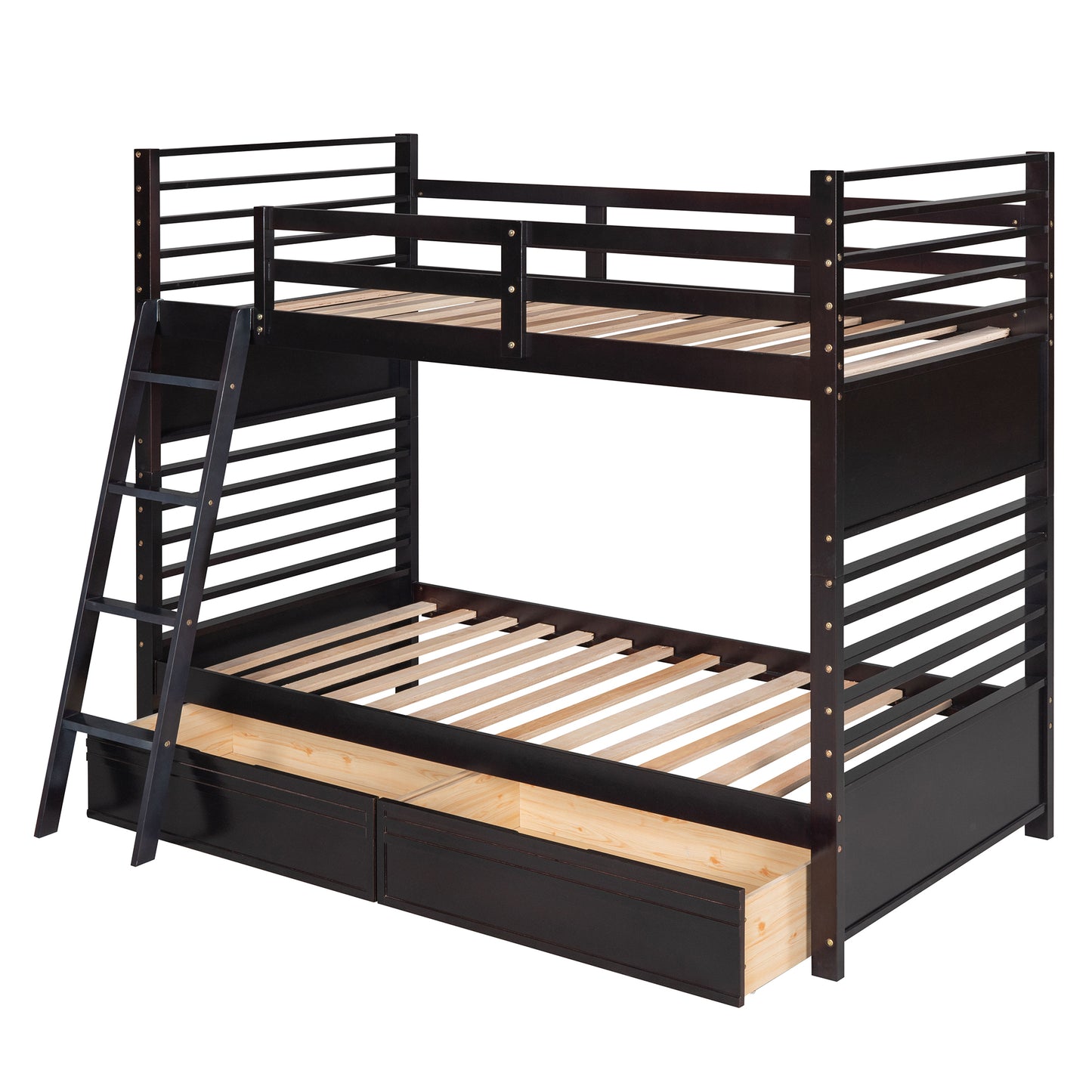 Espresso Twin Bunk Bed with Storage Drawers for Space Optimization