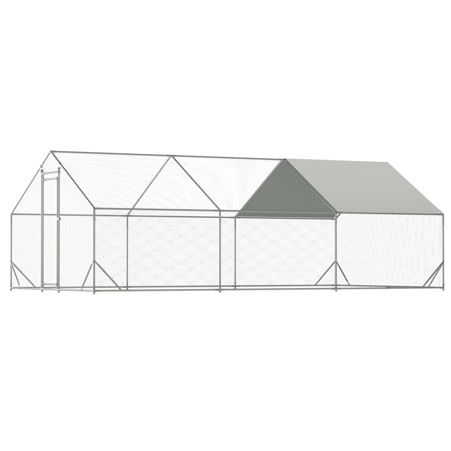 Large Metal Chicken Coop, Walk-in Chicken Run,Galvanized Wire Poultry Chicken Hen Pen Cage, Rabbits Duck Cages with Waterproof and Anti-Ultraviolet Cover for Outside(10' L x 20' W x 6.56' H)