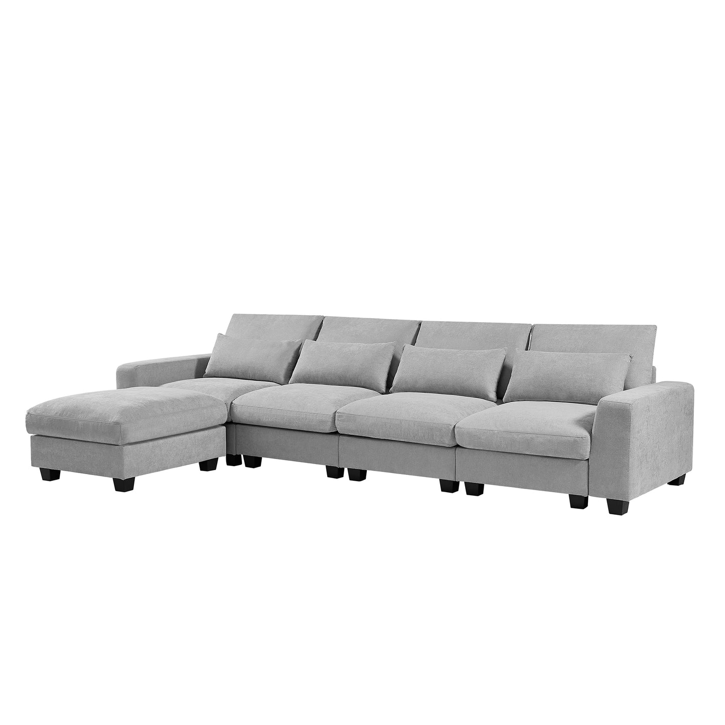 U_Style Modern Large L-Shape Feather Filled Sectional Sofa,  Convertible Sofa Couch with Reversible Chaise for Living Room