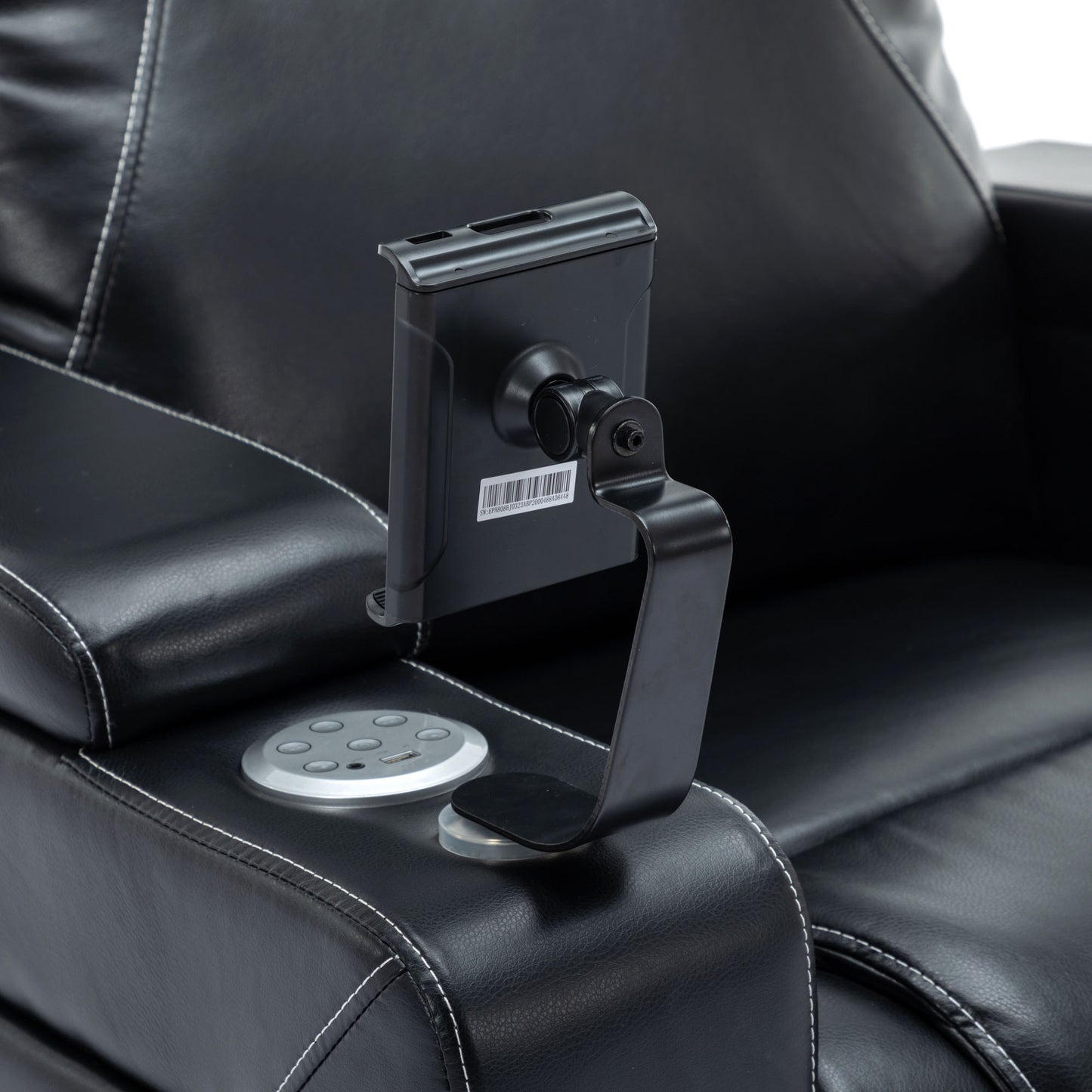 Luxurious Bluetooth Surround Sound Power Recliner with Swivel and Storage, Black