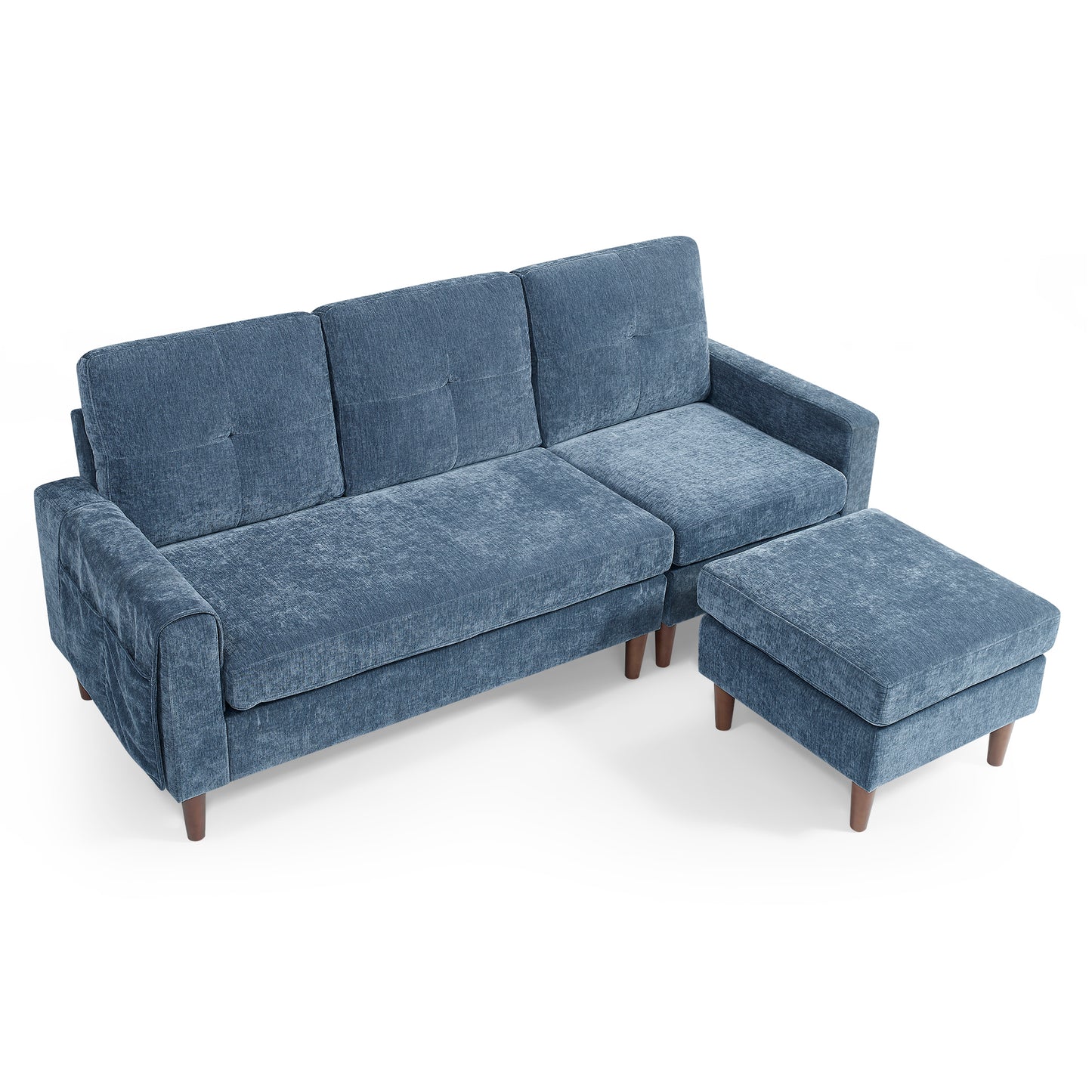 80-Inch Navy Blue Convertible Sectional Sofa with Reversible Chaise and Pocket Storage