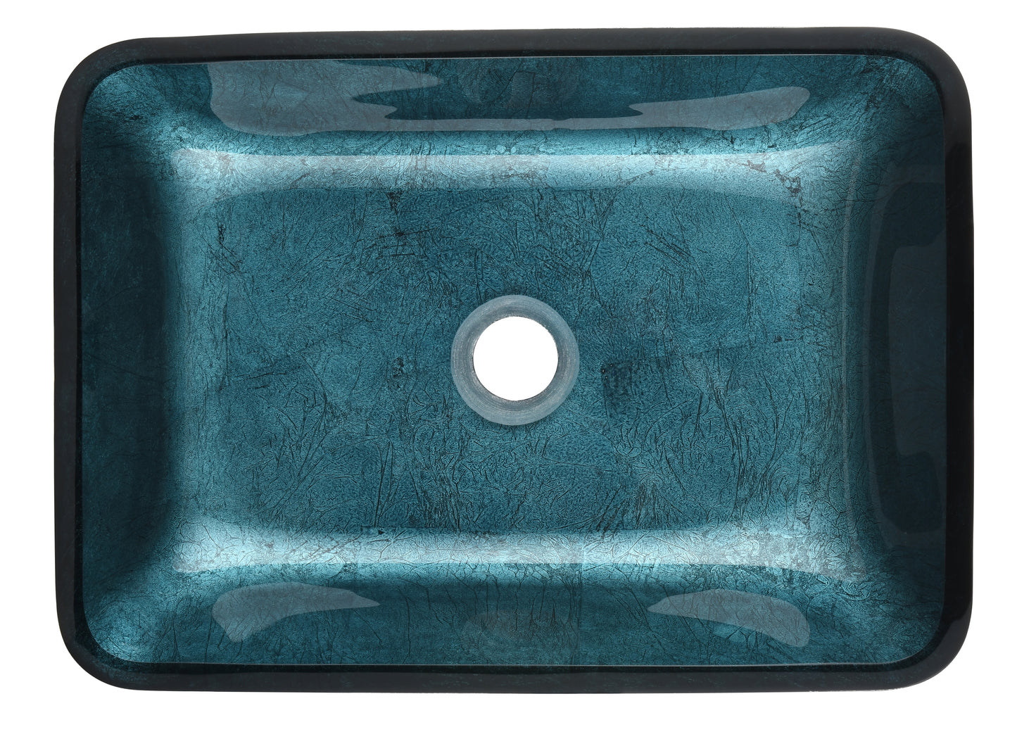 Handcrafted Blue Glass Rectangular Vessel Sink Set with Matte Black Faucet and Pop-Up Drain