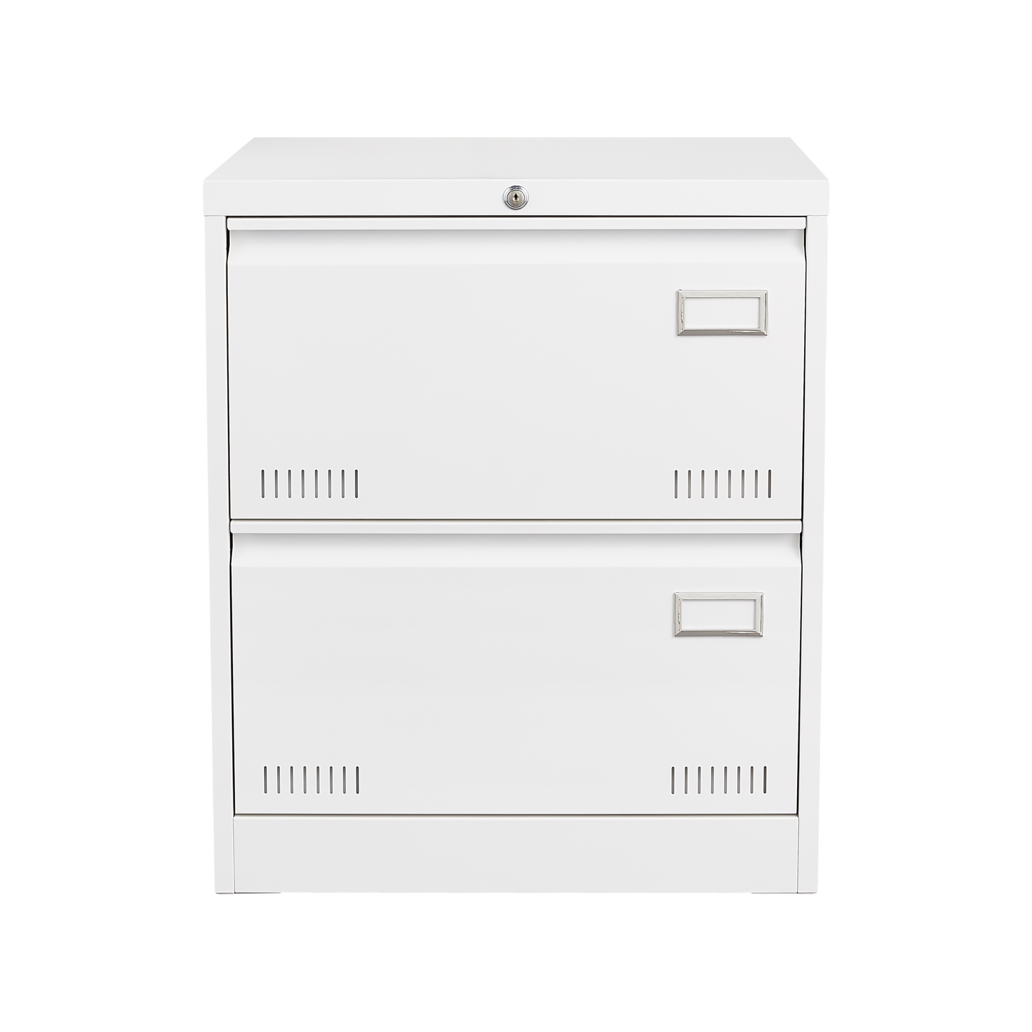 2 Drawer White Metal Lateral File Cabinet with Lock for Home Office