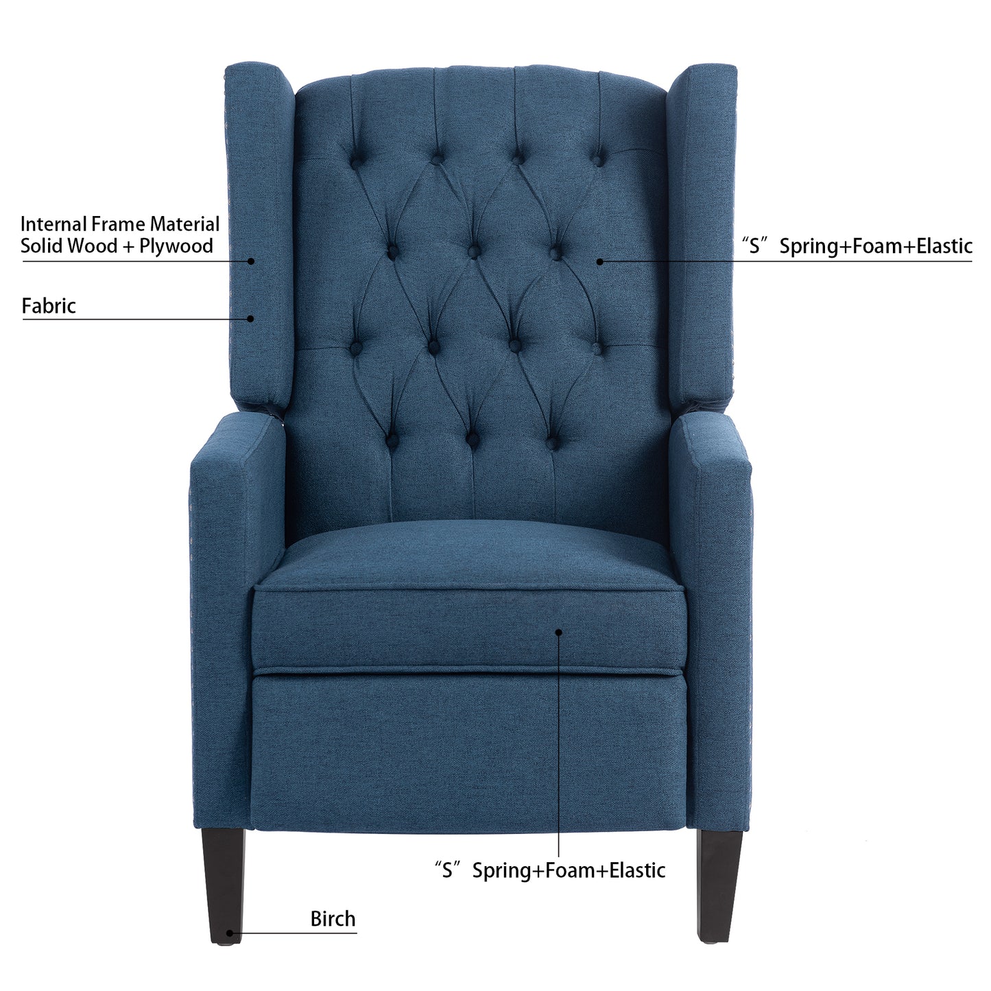 27.16 Wide Wing Chair Recliner with Adjustable Manual Support